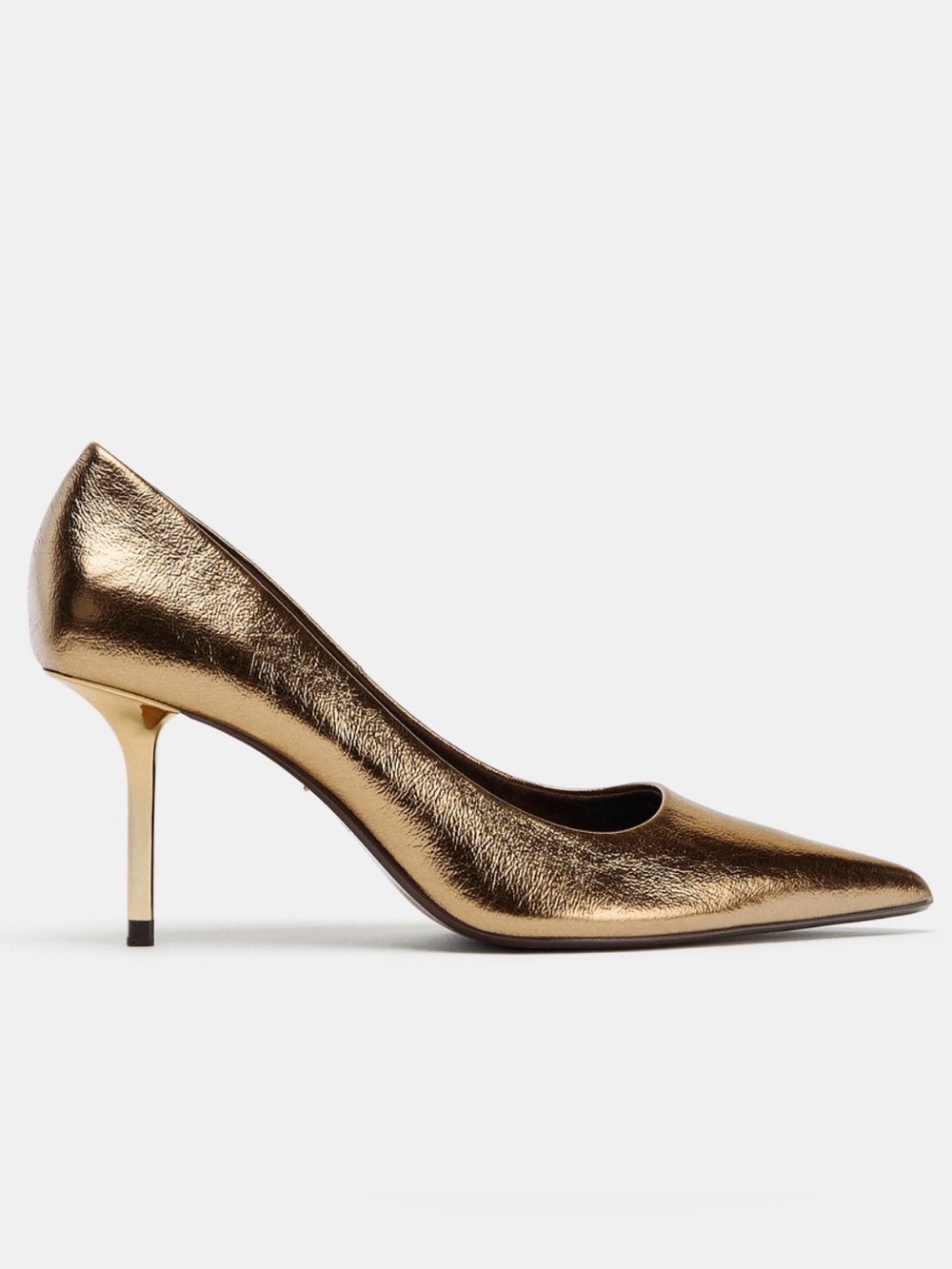 NWOT ZARA Metallic Gold Pointed-Toe Stiletto Heels